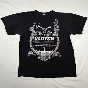 VTG Clutch‎ Anvil T-shirt White Deer Skull Size Mens Med 2008 Tour w/ Kamchatka